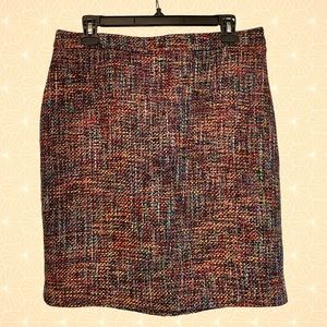 LOFT Wool Belen Pencil Skirt, Rainbow & Black Knit, Colorful, Retro, Business